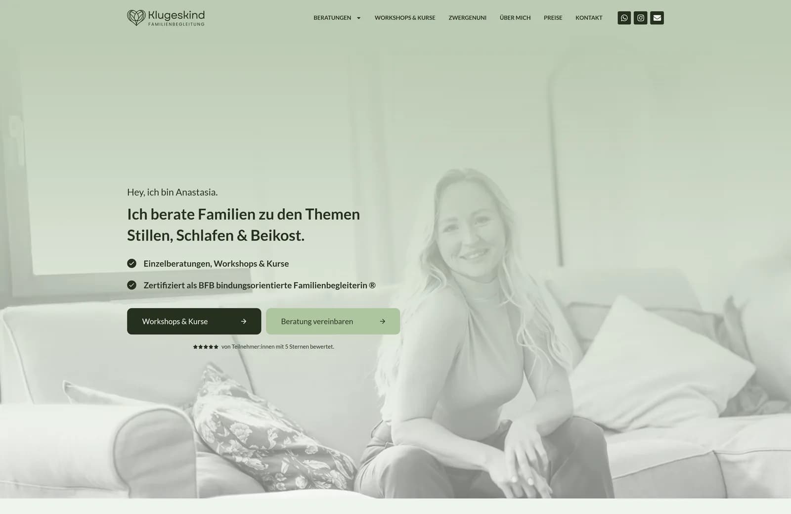 Website von Kluges Kind, Familienbegleitung