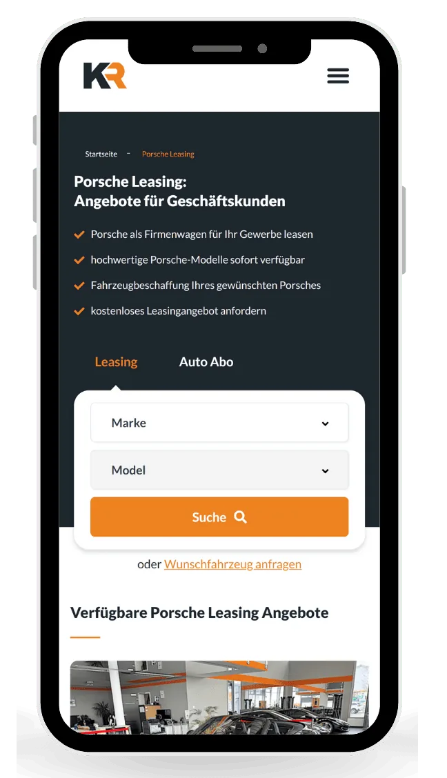 KR Leasing Website Screenshot
