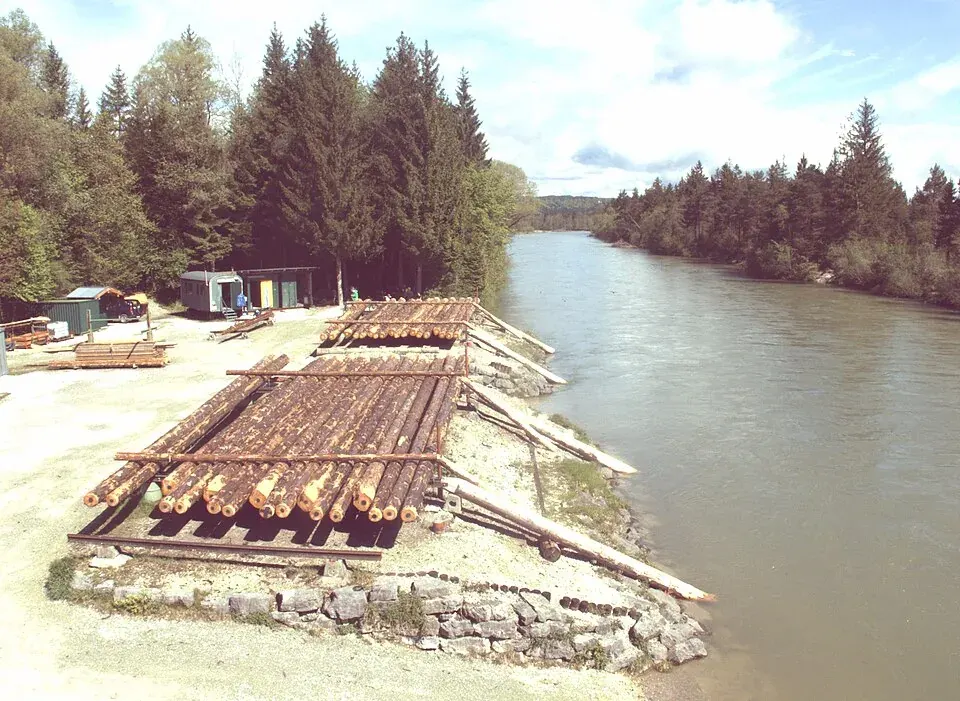 Flößplatz in Wolfratshausen an der Isar