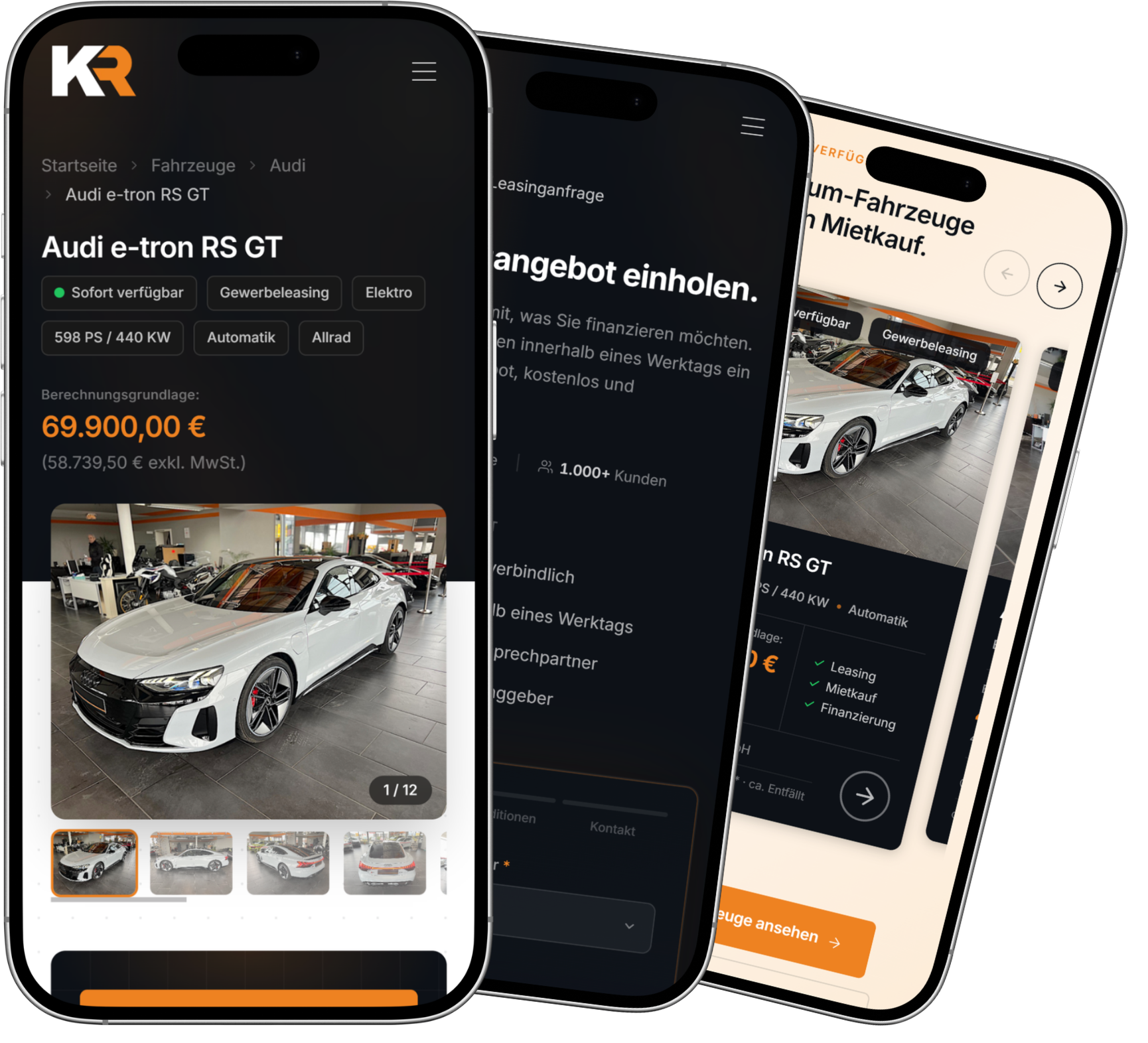 KR Leasing – Website-Referenz für Autohändler von Kienzl Media