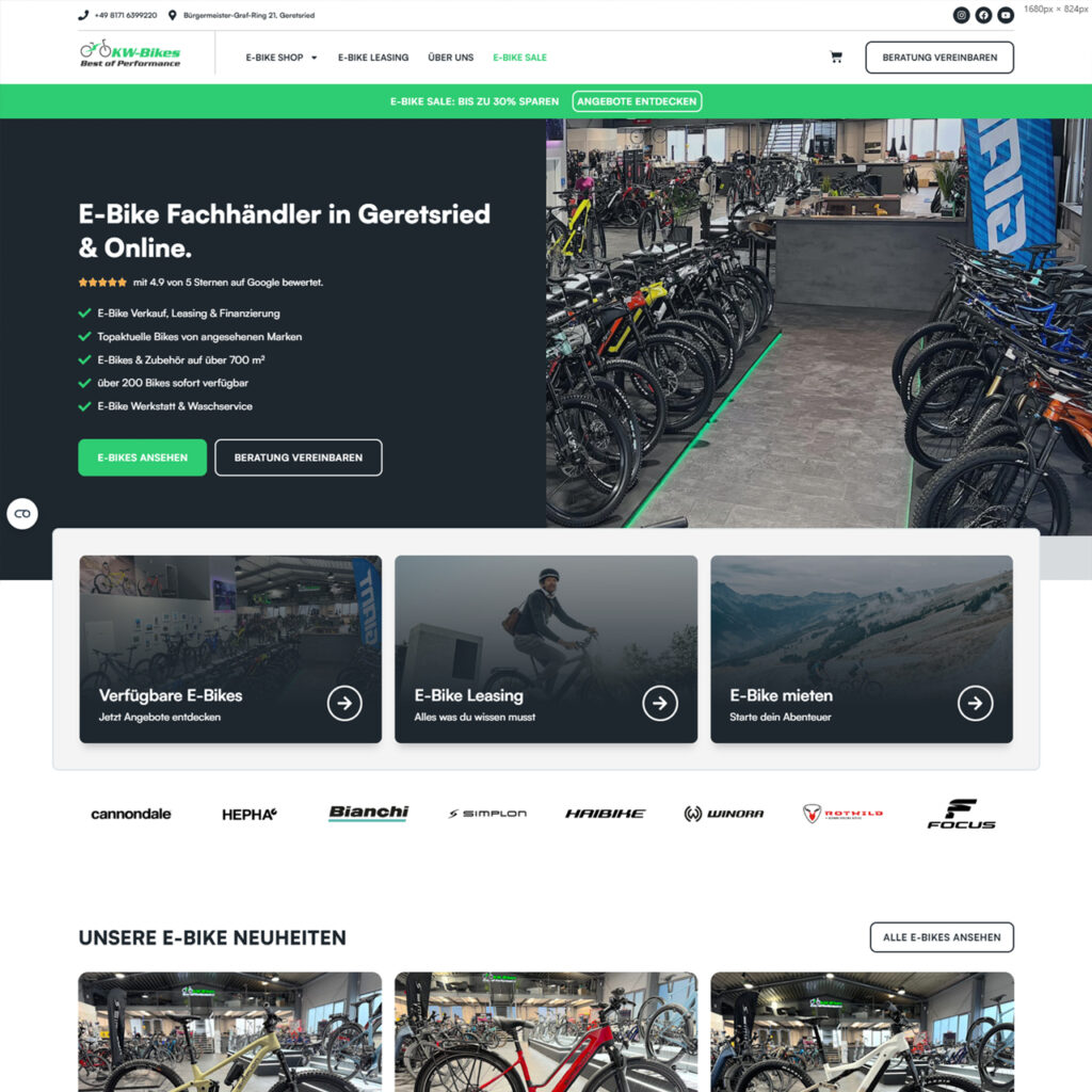 KW-Bikes Startseite Screenshot