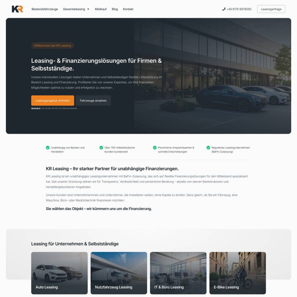 Webdesign Referenz Projekt - kr-leasing.de