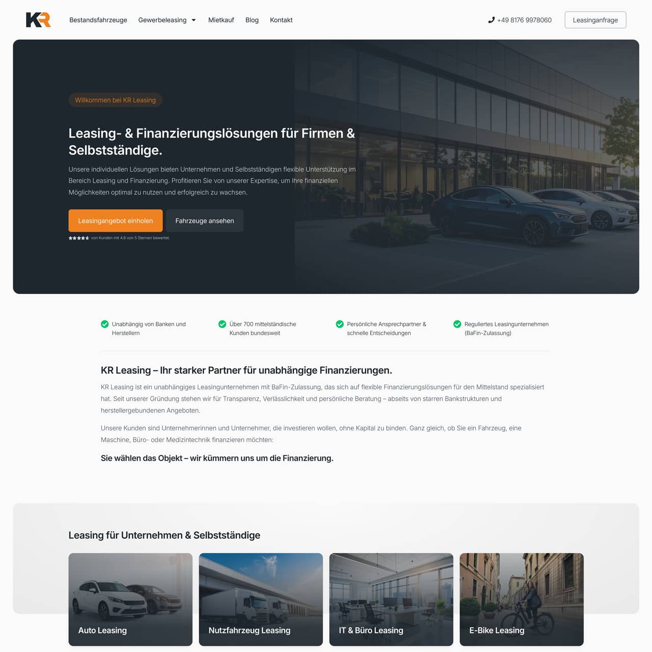 Webdesign Referenz Projekt - kr-leasing.de