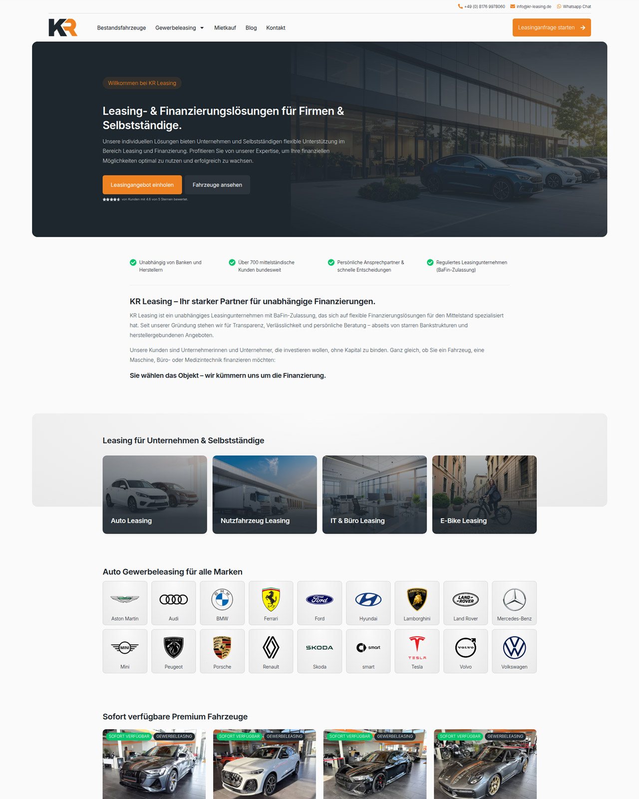 KR Leasing Website Webdesign Referenz